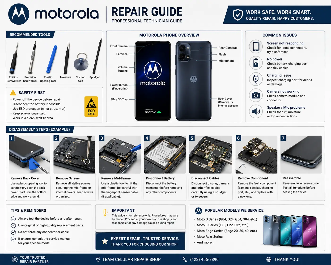Laboratorio de reparación Motorola Team Celular Recoleta CABA