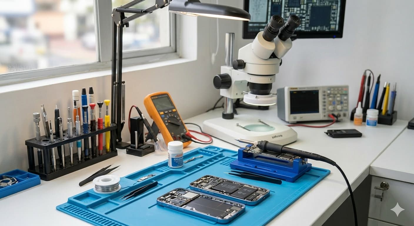 Tecnico trabajando en microelectronica